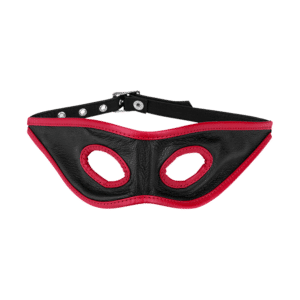 Rimba Offene Leder-Maske mit roten Säumen