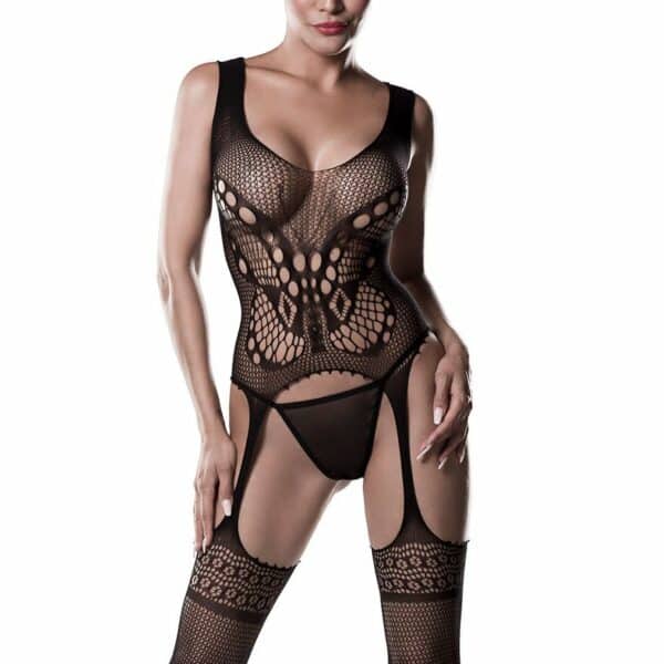 Grey Velvet Gemusterter Bodystocking